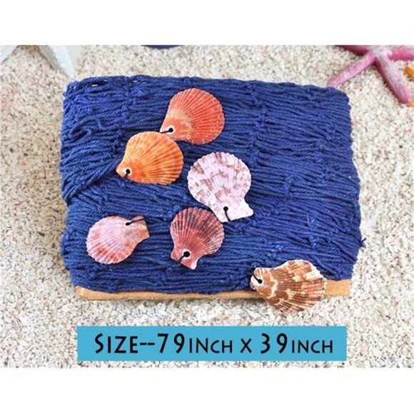 Natural Fishing Net Decor with Shells 79 Inch Beach Theme Decor for Party Home - Picture 3 of 7